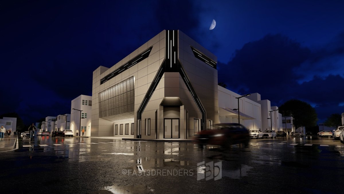 Renderizado 3D Exterior de Fachada de Comercio - Fast 3D Renders