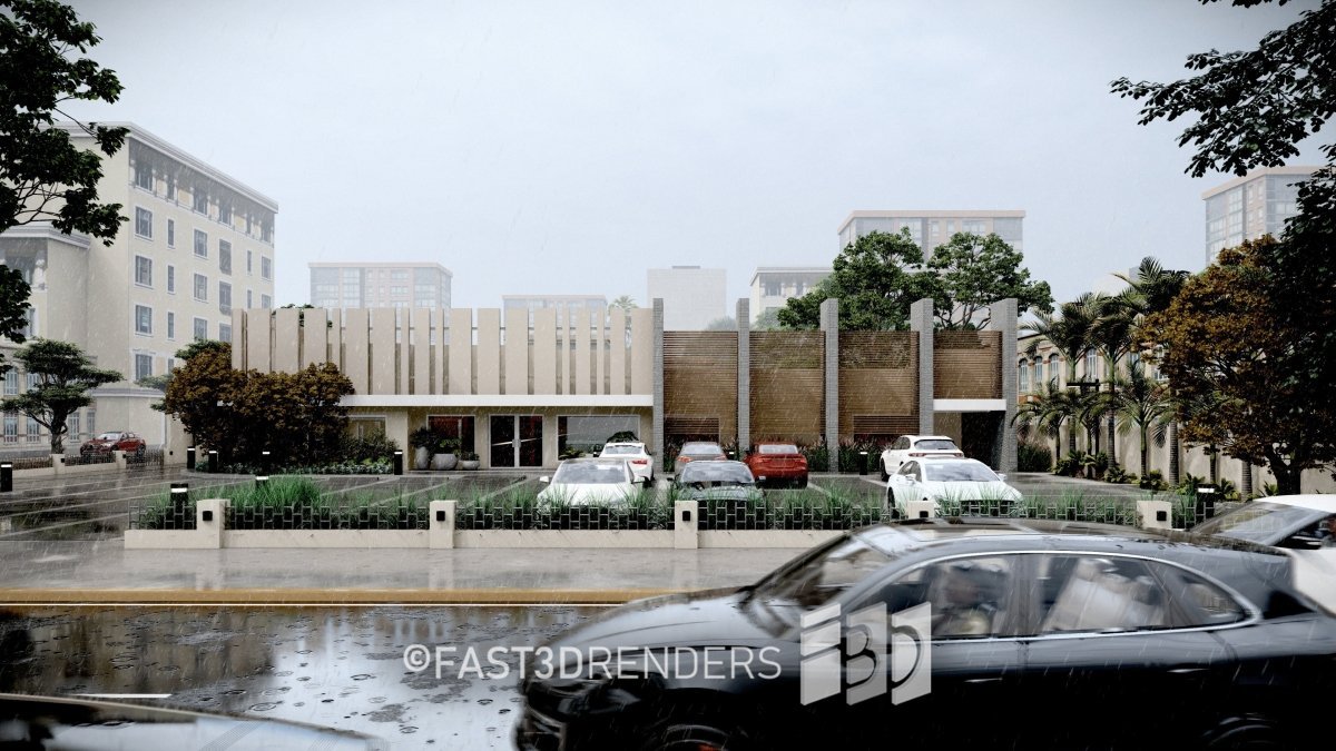 Renderizado 3D Exterior de Fachada de Comercio - Fast 3D Renders