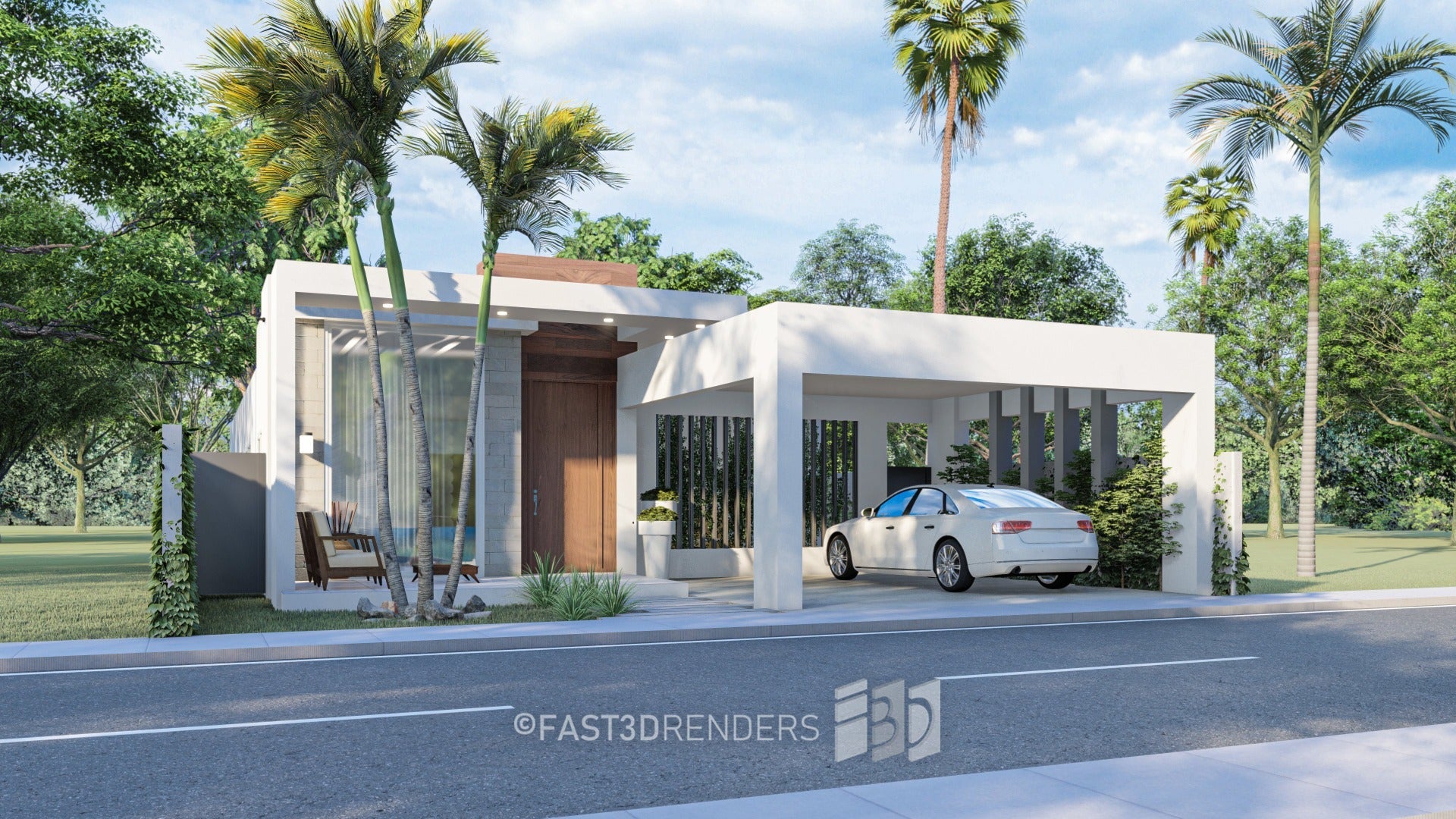 Renderizado 3D Exterior de Fachada de Vivienda - Fast 3D Renders