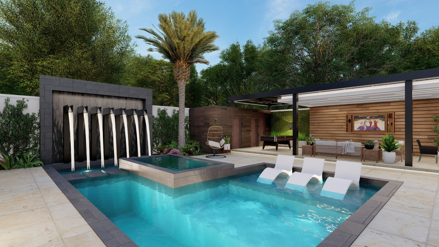 Renderizado 3D Exterior de Piscina - Fast 3D Renders